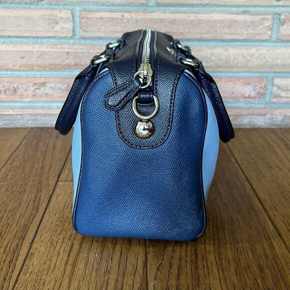 Coach Mini Bennett Satchel Crossbody Bag Blue Geometric Colorblock Leather - Picture 5 of 10